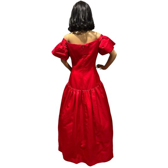 Sensational Scaasi 80's Red Off the Shoulder Formal Ball Gown Prom Dress size 10 - Picture 4 of 17